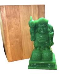 大黒天 翡翠風 重量級 置物 24cm 開運 縁起物 金運アップ　木箱付き