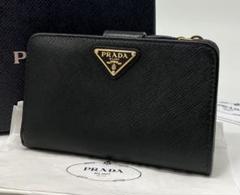 PRADA 二つ折り 1ML225 サフィアーノ ブラック 極美品 訳あり ホック取れ PRADA プラダ 二つ折り財布 1ML225 QHH F0002