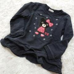 MIKIHOUSEダブルビー　女の子　B子ちゃん　2段フリル付トレーナー黒110