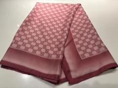 美品グッチ シルク GG柄 ホースビット大判スカーフ140cm ピンク