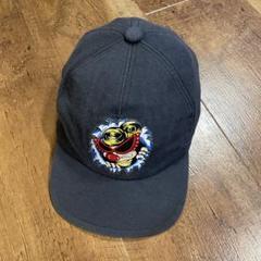 00s 企業系キャラクターブラックキャッププリントレトロキャップメンズ　Fサイズ