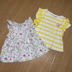 ZARA 半袖Tシャツ　ノースリーブ　イエローボーダー　ホワイト花柄　98cm