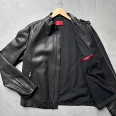 極美品✨ ヒューゴボス ラムレザー ライダースジャケット シングル L~XL相当 HUGO BOSS (ヒューゴボス) ラムレザー フルジップ ライダース