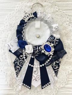 ୨୧1522 ハンドメイド 痛ロゼット♡ネイビー×ホワイト(シルバーベース)