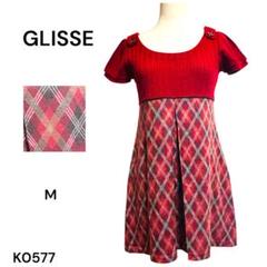 ★美品★GLISSE チュニック ワンピース レッド 赤 半袖 M