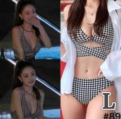 水着　L ビキニ セパレート 夏 チェック 格子柄 プール レディース 千鳥柄
