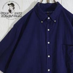 人気 ラルフローレン 半袖シャツ 2XL ネイビー 刺繍 シアサッカー 古着 人気 ラルフローレン 半袖シャツ 2XL ネイビー 刺繍 シア