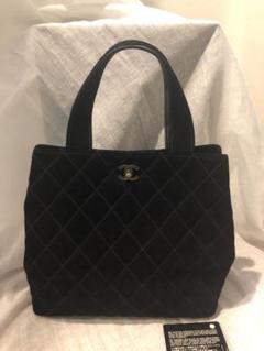 CHANEL(シャネル) ココマーク ハンドバッグ ベロア ブラック黒 ①
