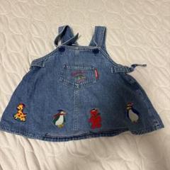 デニム ジャンバースカート 動物刺繍