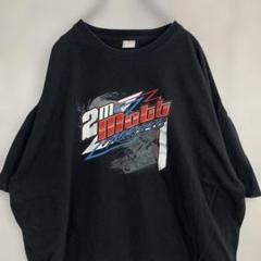 レーシング　両面プリント　企業ロゴ　モータースポーツ　ブラックTシャツ　3XL