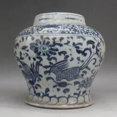 骨董 元青花 龍絵缶 元 青花鳳紋缶 景徳鎮 陶磁器 装飾品 現代工芸品 美術品 置物