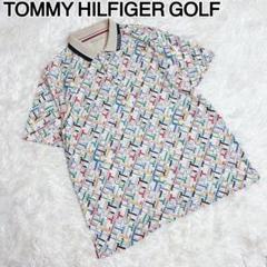 ✨大きめLL✨トミーヒルフィガーゴルフ　ポロシャツ　総柄　モノグラム