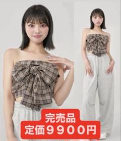 2025年新作入荷 ダーリッチ darich タータンチェックリボンベアトップ ネイビー トップス