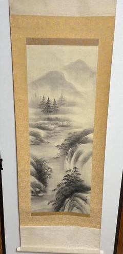 掛軸　山水図　中国　逸品　合箱入　L110 掛軸 山水図 中国 逸品 合箱入 L110