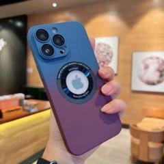 iphone15 PCケース　ネイビー+紫　MagSafe対応