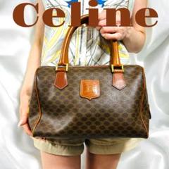 Celine セリーヌ　ブラウン ドット柄 レザーハンドバッグ Celine セリーヌ ブラウン ドット柄 レザーハンドバッグ - メルカリ