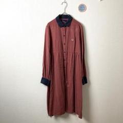 658 FRED PERRY Aライン　シャツワンピース　テンセル　バイカラー