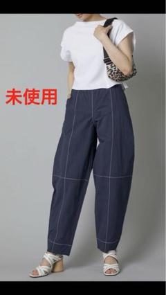 未使用　ガニー　コットンクレープステッチカーブパンツ　ネイビー
