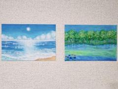 風景画　海の絵　パステル画　癒し　絵画　夏　ヒーリングアート　オイルパステルのサムネイル