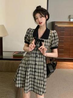 チェック柄ひざ丈ワンピ✦春夏デートに最適♡シンプル可愛い
