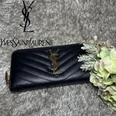 美品　サンローラン　パリ　ysl 長財布　レザー　ブラック　革　ラウンドジップ 2025年最新】イブサンローラン ラウンドファスナー長財布の人気