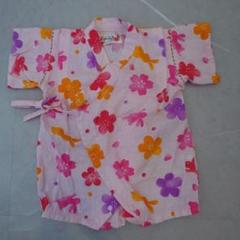 ベビー甚平 花とウサギ柄 70cm