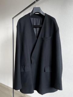 stein ノーカラージャケット S ブラック stein | シュタイン NO COLLAR BELTED JACKET(BLACK) / ノー