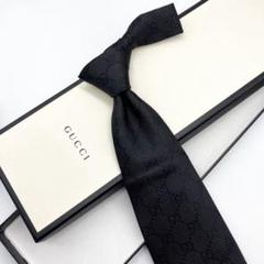 タグ付✨未使用品✨ 【GUCCI・グッチ】 GG柄ブラック✨ネクタイ✨G.731