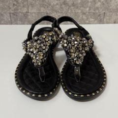 ✨ビジュー装飾✨ 黒 トングサンダル 23cm ビーチサンダルにもOK‼️