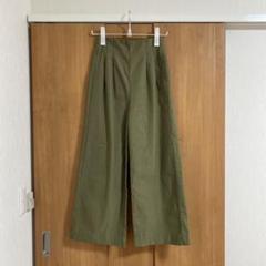Discoat 冷感接触タックワイドパンツ　カーキ　M イージーパンツ