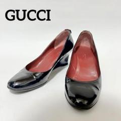 大人気新品をすべて GUCCIグッチ ブラック黒 レザー パテント エナメルパンプス 靴