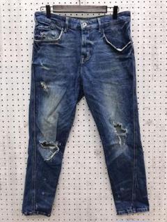 ZARA MAN 斜め裁断 テーパード クラッシュ デニム ジーンズ y2k