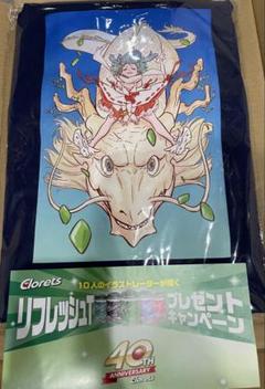 (当選品)クロレッツオリジナルコラボTシャツ♪ すしお&STUDY優作イラスト クロレッツ 40周年記念 Tシャツ すしお イラスト ネイビー