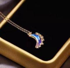 ネックレス ジルコニア お守り 月✨ サージカルステンレス オーロラムーン