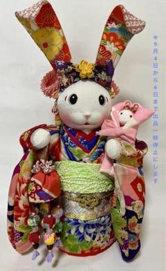 ちりめん細工　創作人形　ハンドメイド ちりめん細工 創作人形 おめかしうさぎ - メルカリ