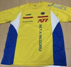 asics Mサイズ Tシャツ 黄色/青　アシックスA77 スポーツウェア