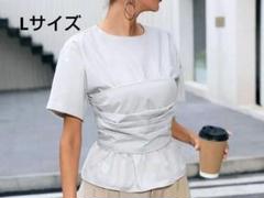 新品　フリルトップス　ブラウス　カットソー　Tシャツ　Lサイズ