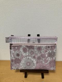 リバティ　スモールスザンヌ　ピンク　ラミネート　ダブルファスナーポーチ　L301
