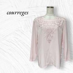 【クレージュ courreges】刺繍ブラウス バックリボン E4561