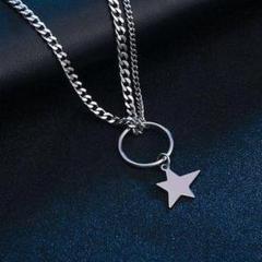 n37 新品☆男女兼用☆スター ホール チェーン ネックレス☆お洒落に☆393