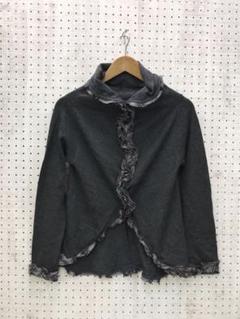 コージー　パンキッシュ古着 切りっぱなしチェック柄フリルニットカーディガン