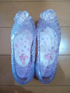 クリアパープル バレエシューズ 花装飾付きボンボンリボンサンリオ女の子用西松屋