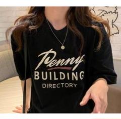 トップス Ｔシャツ レディース ロゴ Tシャツ 半袖 黒 プリント L
