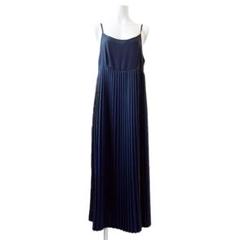 美品◆Max Mara マキシ丈　プリーツ　ロングキャミワンピース　S 濃紺