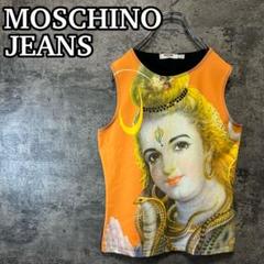 古着　MOSCHINO ノースリーブTシャツ　スタッズ　肖像画　コブラ　総柄 古着 MOSCHINO ノースリーブTシャツ スタッズ 肖像画 コブラ 総