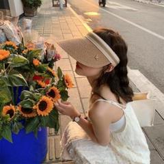 c97○リボン　春夏 サンバイザー　レディース　日焼け防止　UVカット 55