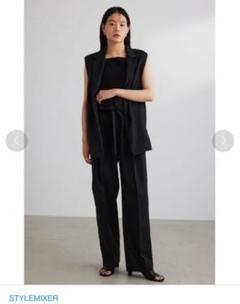 STYLEMIXERグレー ノースリーブ ロングベストセットアップ