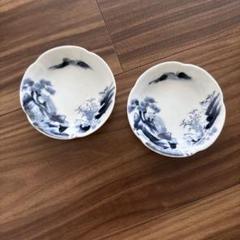 大正　伊万里　印判　小皿・豆皿　山水文　千鳥　2客