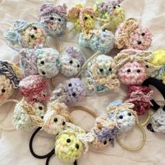 ミニヘアゴム2点セット 巾着ちゃん 編み物