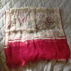 YSL 花柄 大判シルク ストール 約138×138 花柄刺繍シルクウール大判ストール レディース 春 夏 春夏 秋 冬